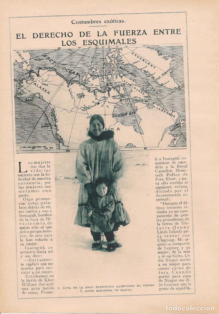 Coleccionismo de revistas y peri&oacute;dicos: * ALASKA *  Costumbres ex&oacute;ticas:el derecho de la fuerza entre los esquimales - 1925