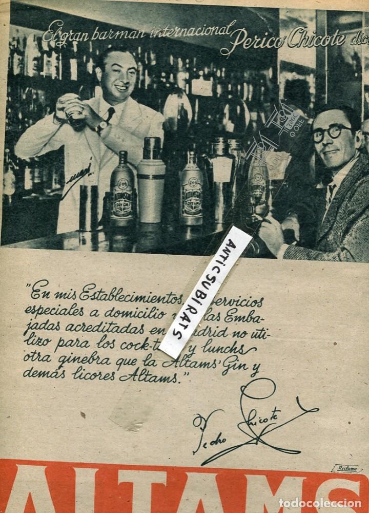Coleccionismo de Revistas y Peri&oacute;dicos: REVISTA A&Ntilde;O 1946 FOTO DEL GRAN BARMAN INTERNACIONAL PERICO CHICOTE  WHISKY ALTAMS