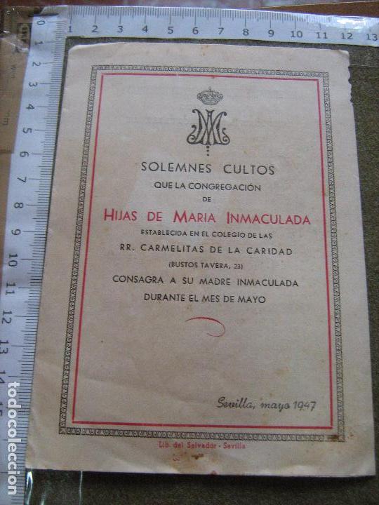 Collection Magazines and Newspapers: SEVILLA MAYO 1947 - HIJAS DE MARIA - SOLEMNES CULTOS - RR. CARMELITAS DE LA CARIDAD