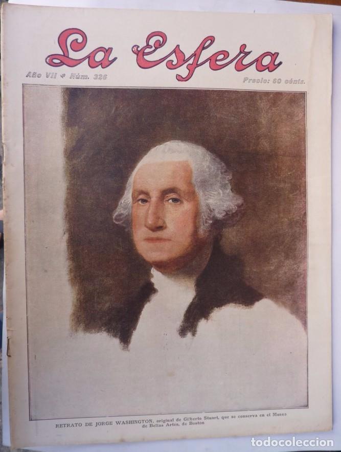 Coleccionismo de revistas y peri&oacute;dicos: LA ESFERA. A&Ntilde;O VII. N&ordm; 326. 3 ABRIL 1920. PORTADA G. WASHINGTON, RETRATO ERNESTO RICCIO