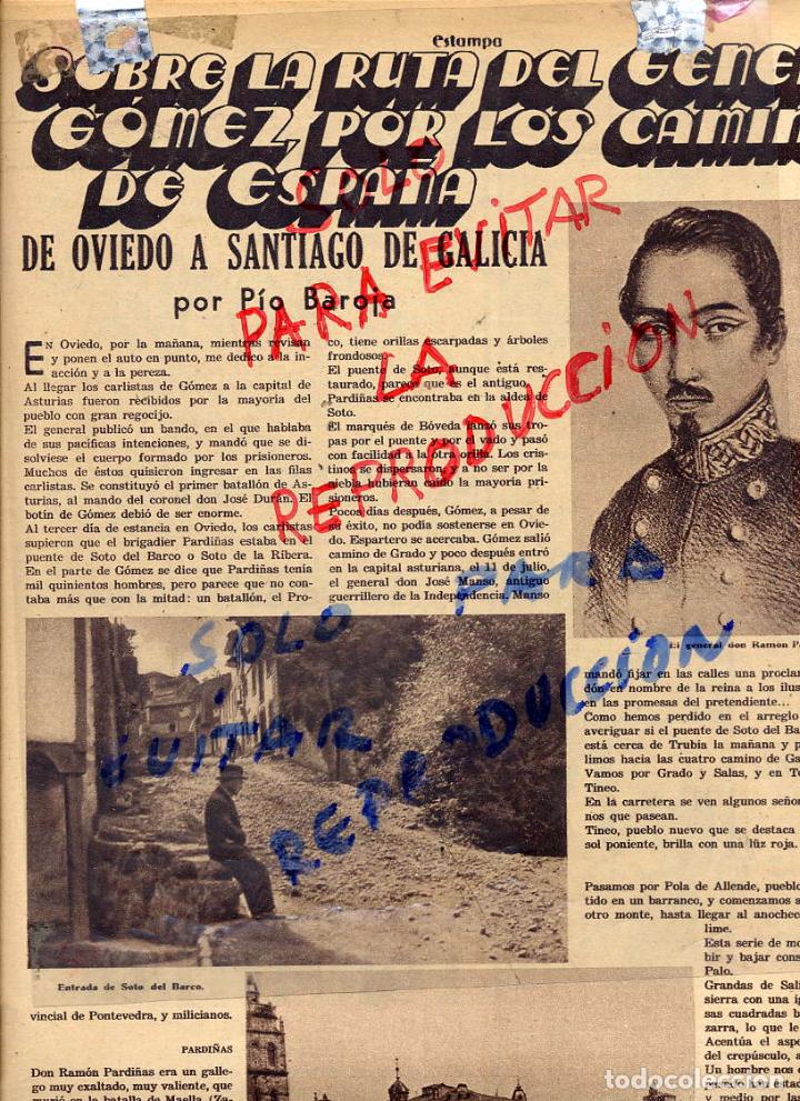 Coleccionismo de revistas y peri&oacute;dicos: OVIEDO- SANTIAGO DE GALICIA  PIO BAROJA  2 HOJAS REVISTA
