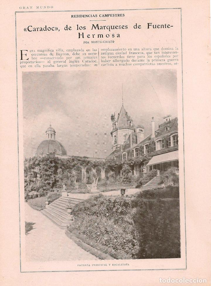 Coleccionismo de revistas y peri&oacute;dicos: * BAYONA * Caradoc, residencia de los marqueses de Fuente-Hermosa  - 1925