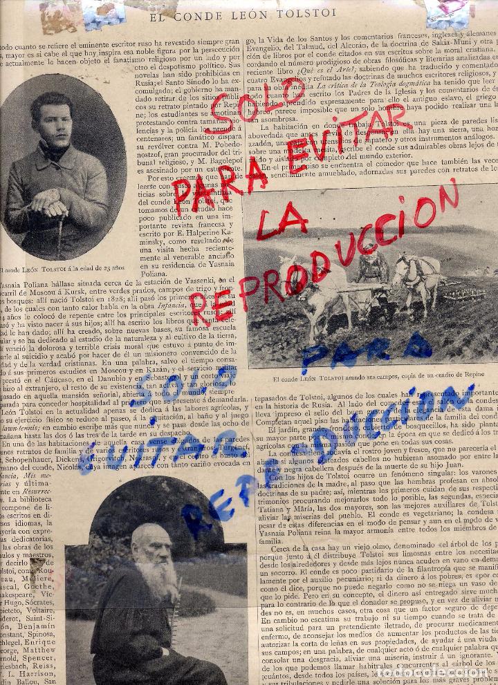 Coleccionismo de Revistas y Peri&oacute;dicos: EL CONDE LEON TOLSTOI 1911 2 HOJAS REVISTA