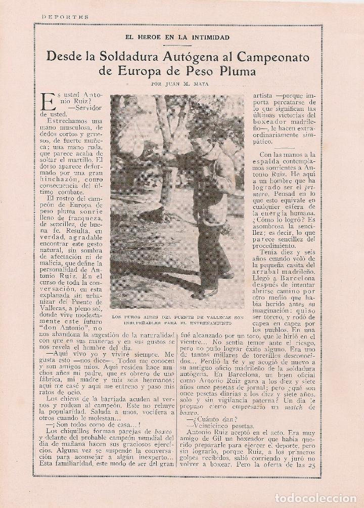 Coleccionismo de Revistas y Peri&oacute;dicos: * BOXEO * ANTONIO RUIZ * Desde la soldadura aut&oacute;gena al campeonato de peso pluma - 1925
