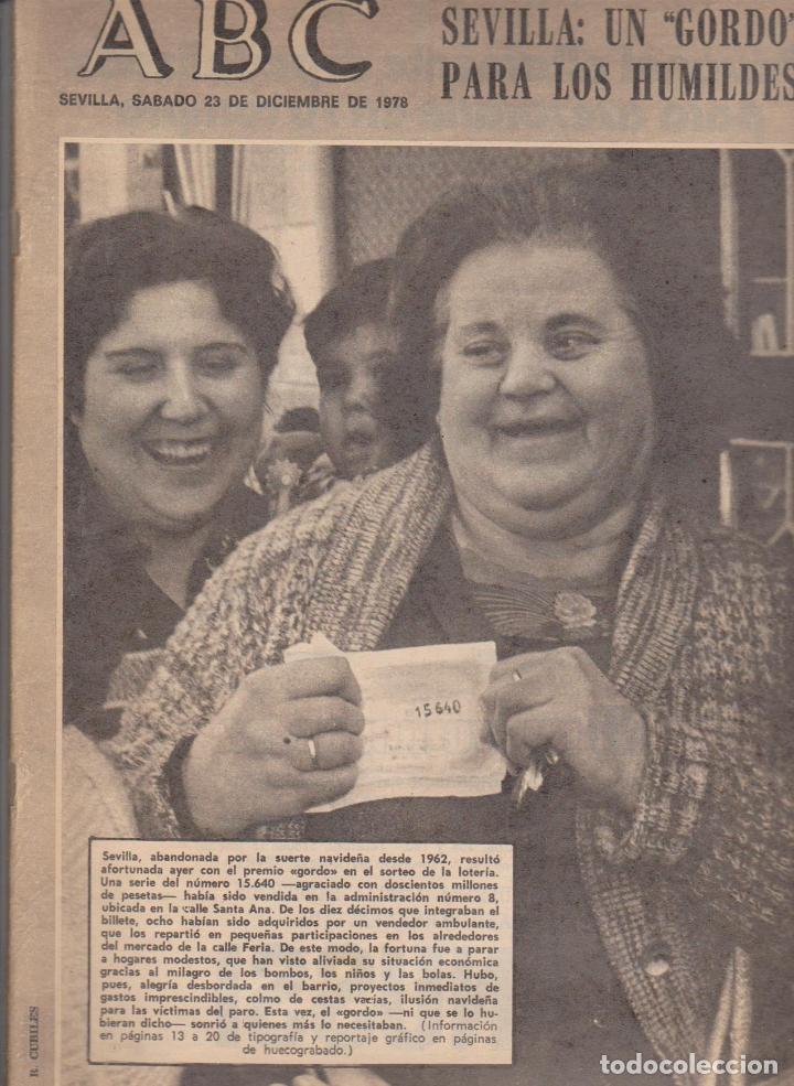 Coleccionismo de revistas y peri&oacute;dicos: ABC n&ordm;  23478. Sevilla 23 Diciembre de 1978. Sevilla: Un Gordo para los humildes.