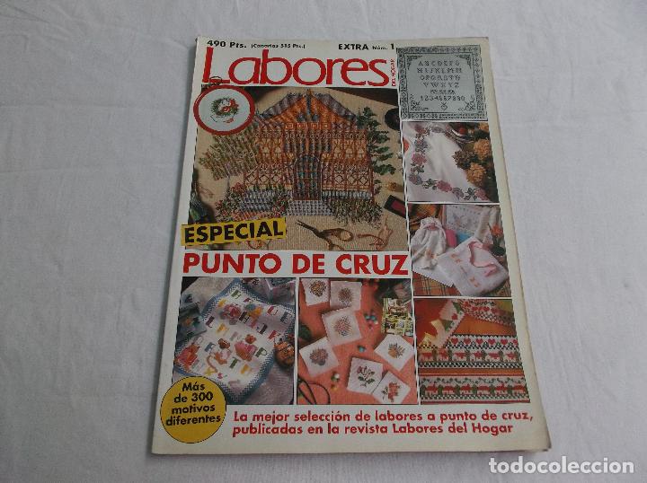 Collectionnisme de Revues et Journaux: EXTRA LABORES DEL HOGAR N&ordm; 1. ESPECIAL PUNTO DE CRUZ. CENEFAS.CUADROS. MANTELES. MOTIVOS INFANTILES.