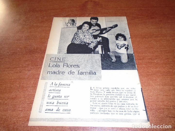 Coleccionismo de revistas y peri&oacute;dicos: CLIPPING 1960: LOLA FLORES MADRE DE FAMILIA