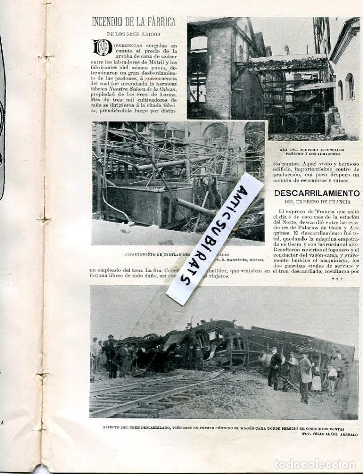 Collezionismo di Riviste e Giornali: REVISTA A&Ntilde;O 1901 DESCARRILAMIENTO FERROCARRIL TREN EN PALACIOS DE GODA ATAQUINES FOT FELIZ ALAEZ
