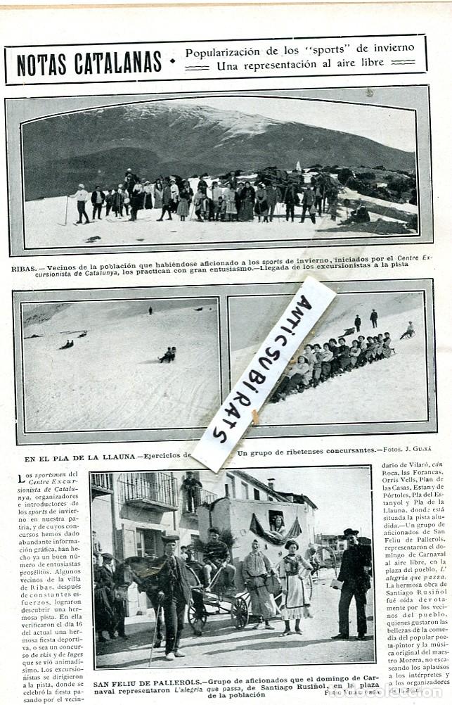 Coleccionismo de Revistas y Peri&oacute;dicos: REVISTA A&Ntilde;O 1912 ESQUI EN RIBES RIBAS MUJERES FEMINISMO SANTIAGO RUSI&Ntilde;OL EN SANT FELIU DE PALLEROLS