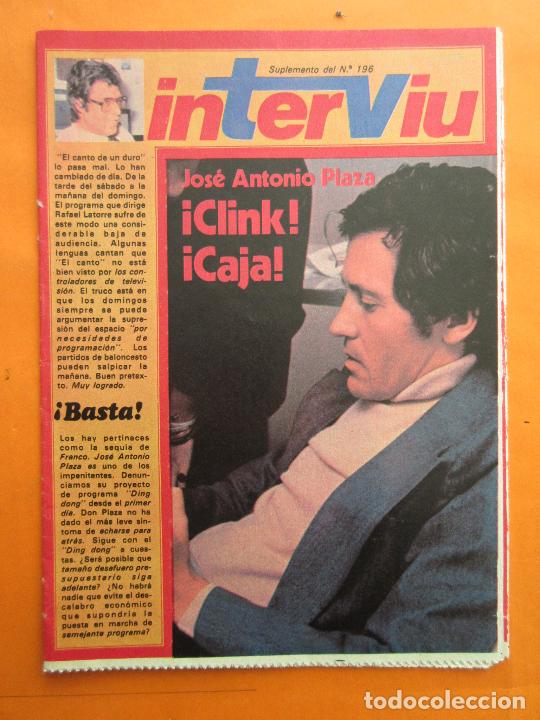 Coleccionismo de revistas y peri&oacute;dicos: 1980 SUPLEMENTO INTERVIU JOSE ANTONIO PLAZA PROGAMAS DE TV