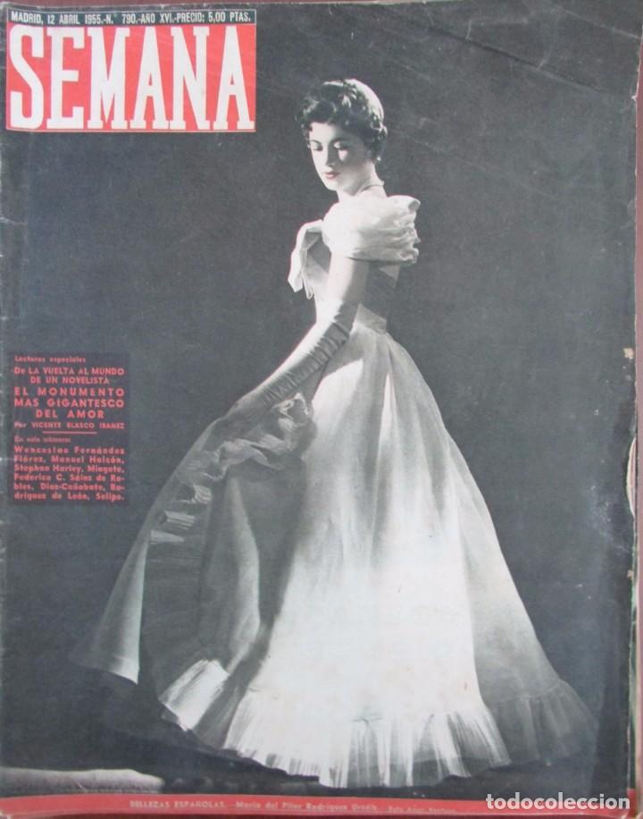 Coleccionismo de Revistas y Peri&oacute;dicos: SEMANA N&ordm; 790. 1955. M&ordf; DEL PILAR RODR&Iacute;GUEZ URZ&Aacute;IZ. PR&Iacute;NCIPE JUAN CARLOS. ANTARTIDA, BRANDY MAGNO