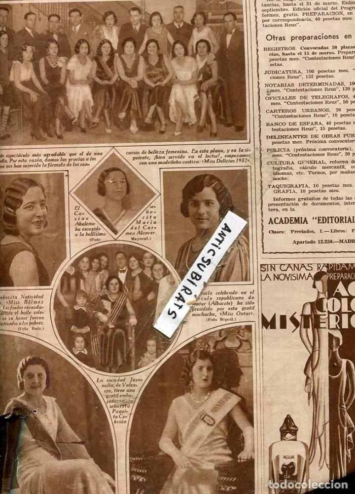 Coleccionismo de revistas y peri&oacute;dicos: REVISTA 1932 MISS VILLENA CEUTA ONTUR ALBACETE BELMEZ CONCHITA ZAJIN MARUJA ALONSO