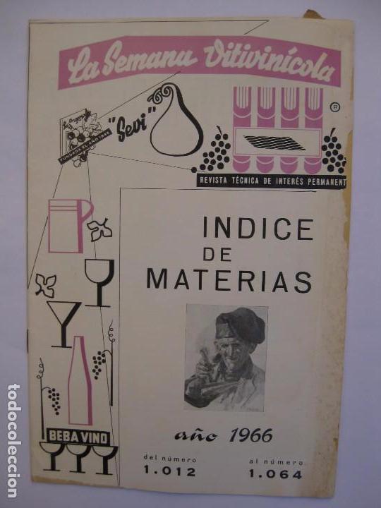 Collection Magazines and Newspapers: La Semana Vitivin&iacute;cola - &iuml;ndice de Materias 1966 del N&ordm; 1012 al 1064