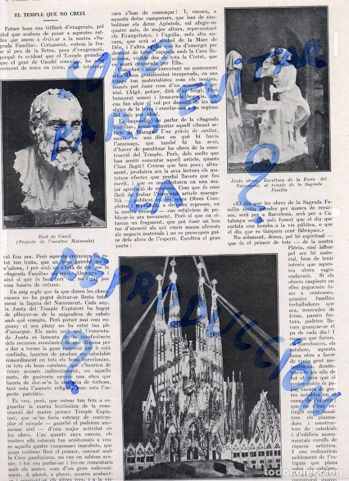 Coleccionismo de Revistas y Peri&oacute;dicos: SAGRADA FAM&Iacute;LIA, GAUDI 1935 EL TEMPLO QUE NO CRECE HOJA REVISTA