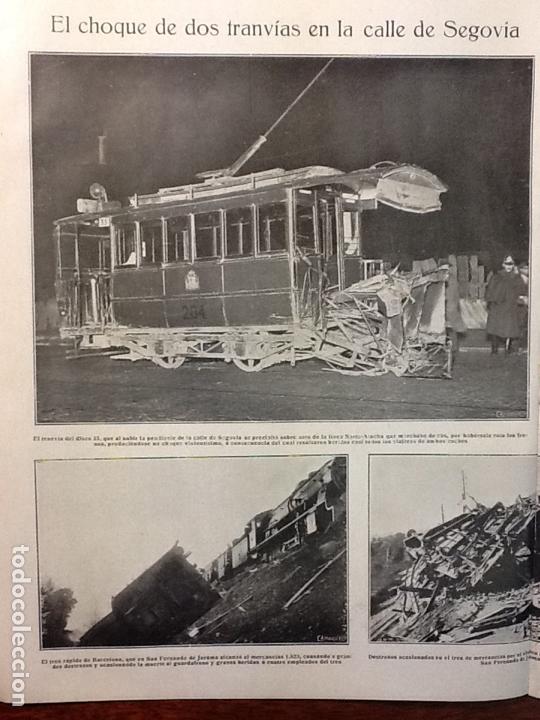 Colecionismo de Revistas e Jornais: EL CHOQUE DE 2 TRANV&Iacute;AS CALLE SEGOVIA BARCELONA .2 HOJAS REVISTA A&Ntilde;O 1925
