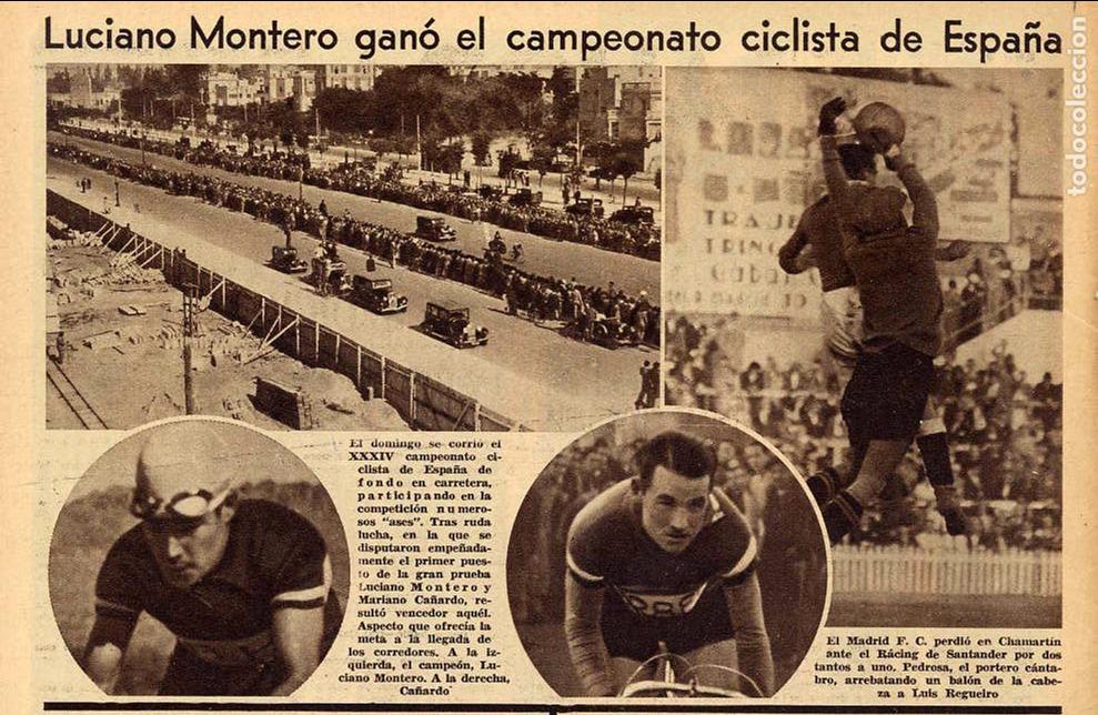 Coleccionismo de revistas y peri&oacute;dicos: CICLISMO 1934 LUCIANO MONTERO CAMPEON DE ESPA&Ntilde;A HOJA REVISTA