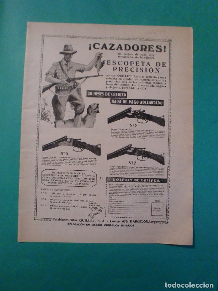 Collectionnisme de Revues et Journaux: CAZADORES ESCOPETAS DE PRECISION MARCA  QUILLET - ESCOPETAS JOSE CRUZ MUGICA EIBAR - 26/6/1929