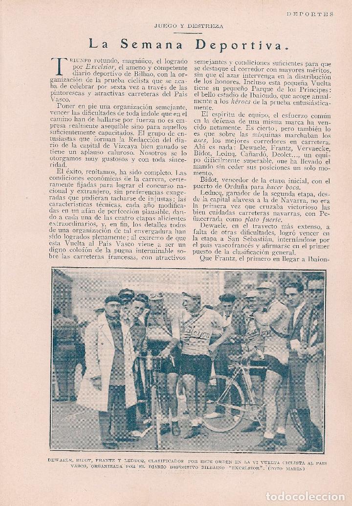 Coleccionismo de Revistas y Peri&oacute;dicos: * DEPORTES * Ciclismo; Escuela de Gimnasia de Toledo ; aviador Bonnet...- 1929