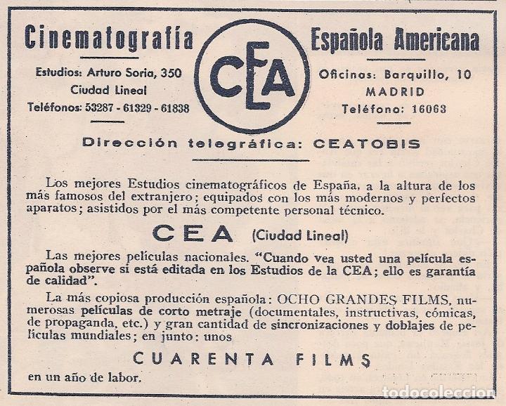Coleccionismo de revistas y peri&oacute;dicos: * CINE * Publicidad Estudios CEA de Ciudad Lineal - 1935