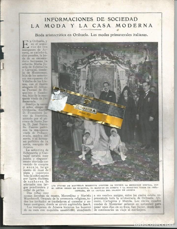 Collection Magazines and Newspapers: BYN 27 ABR 1924.N&ordm; 1719. SOCIEDAD CASA MODERNA MODA BODA ORIHUELA CONDES MONTEMAR PALACIO ARNEVA