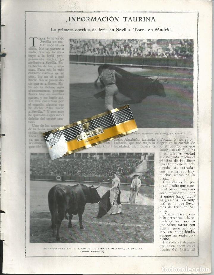Collezionismo di Riviste e Giornali: BYN 6 MAY 1924.N&ordm; 1720. TOROS FERIA SEVILLA. DIESTROS  CHICUELO ALGABE&Ntilde;O, MARCIAL LALANDA, VILLALTA