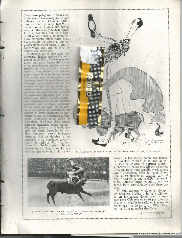 Collection Magazines and Newspapers: BYN 6 MAY 1924.N&ordm; 1720. TOROS . CARICATURA DE NICANOR VILLALTA POR FRESNO COGIDA LITRI VALENCIA