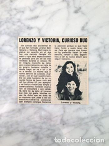 Coleccionismo de revistas y peri&oacute;dicos: RECORTE - LORENZO SANTAMAR&Iacute;A Y VICTORIA ABRIL - 1979