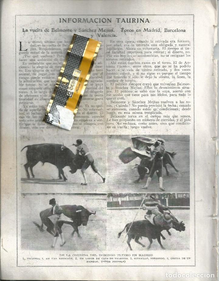 Collezionismo di Riviste e Giornali: BYN 18 MAY 1924.N&ordm; 1722. VUELTA BELMONTE Y SANCHEZ MEJIAS. NACIONAL Y GITANILLO MADRID UZCUDUM