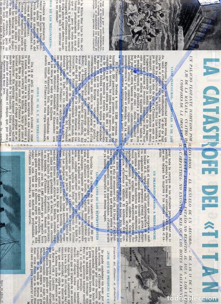 Coleccionismo de Revistas y Peri&oacute;dicos: TITANIC 1957 LA CATASTROFE CRONICA 2 HOJAS REVISTA