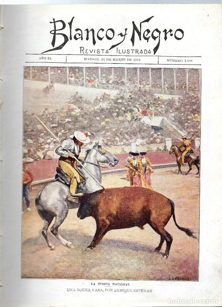 Collection Magazines and Newspapers: REVISTA BLANCO Y NEGRO N&ordm; 1.140 DEL 23 - 3 - 1913 - PORTADA- LA FIESTA NACIONAL