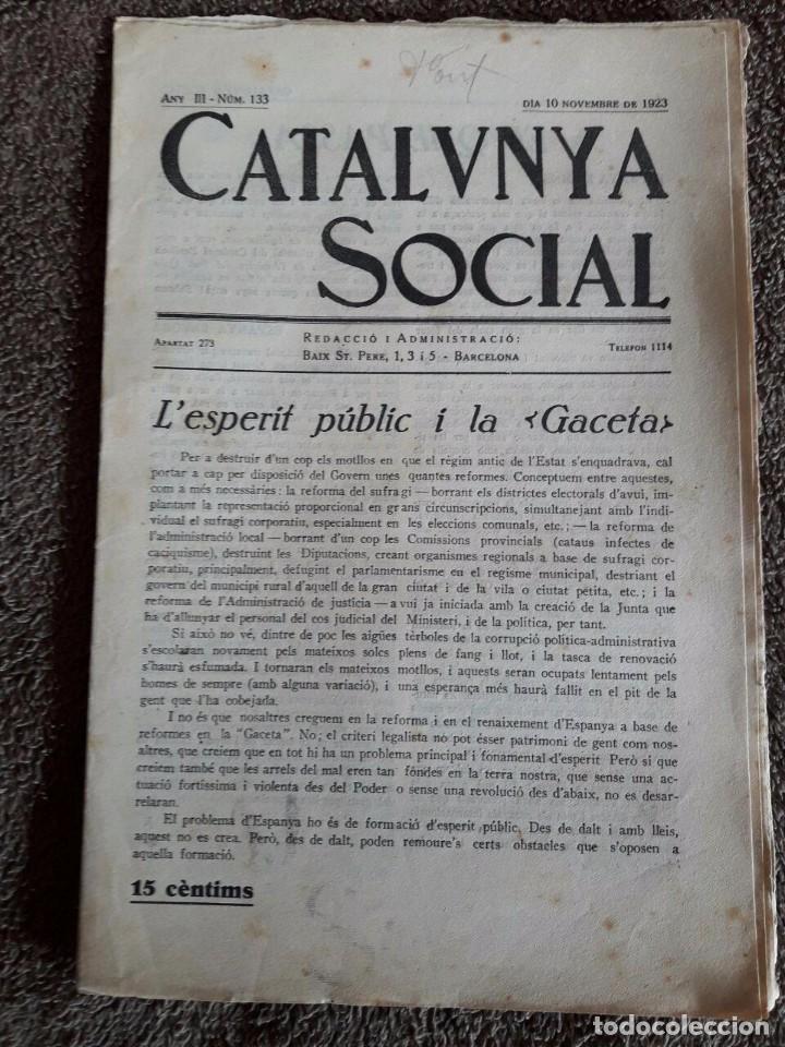 Coleccionismo de revistas y peri&oacute;dicos: CATALUNYA SOCIAL / N&ordm; 133 / 10 DE NOVEMBRE DE 1923