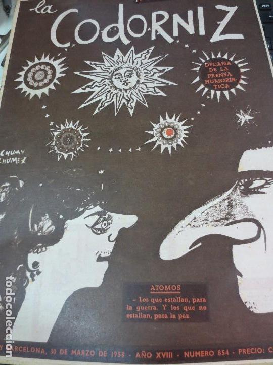 Coleccionismo de Revistas y Peri&oacute;dicos: REVISTA LA CODORNIZ N&ordm; 854 30 DE MARZO  DE 1958 A&Ntilde;O XVIII