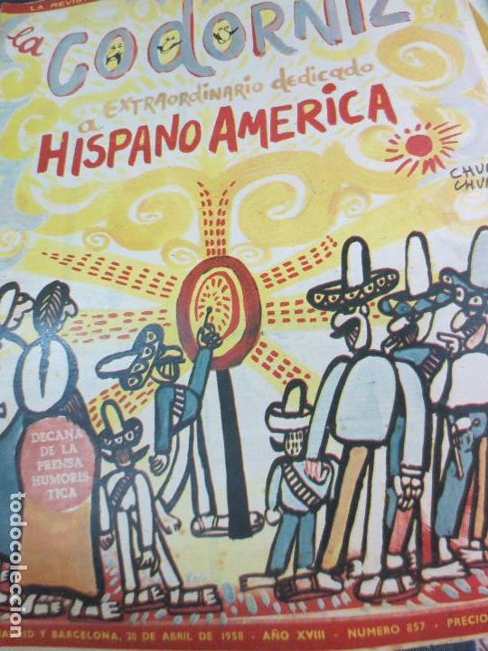 Coleccionismo de Revistas y Peri&oacute;dicos: REVISTA LA CODORNIZ N&ordm; 857 20 DE ABRIL DE 1958 A&Ntilde;O XVIII