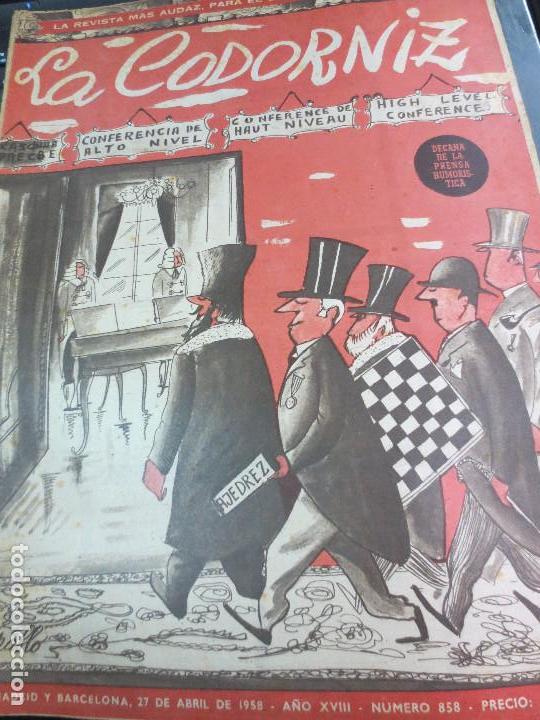 Coleccionismo de Revistas y Peri&oacute;dicos: REVISTA LA CODORNIZ N&ordm; 858 27 DE ABRIL  DE 1958 A&Ntilde;O XVIII