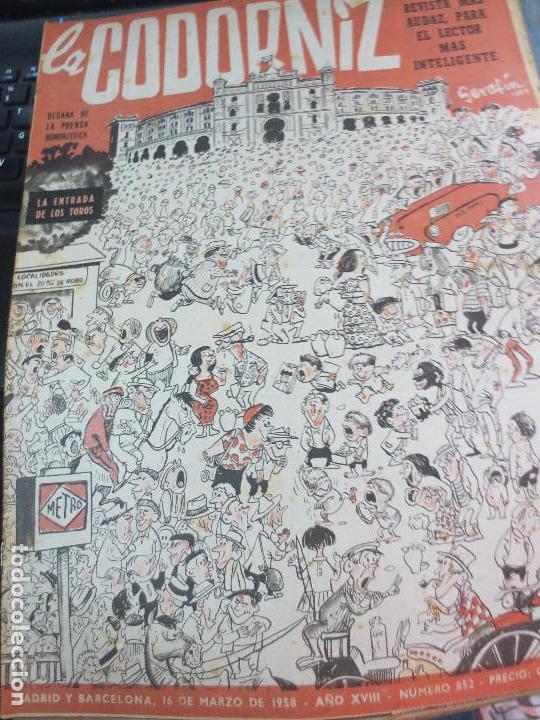Coleccionismo de Revistas y Peri&oacute;dicos: REVISTA LA CODORNIZ N&ordm; 852 16 DE MARZO  DE 1958 A&Ntilde;O XVIII