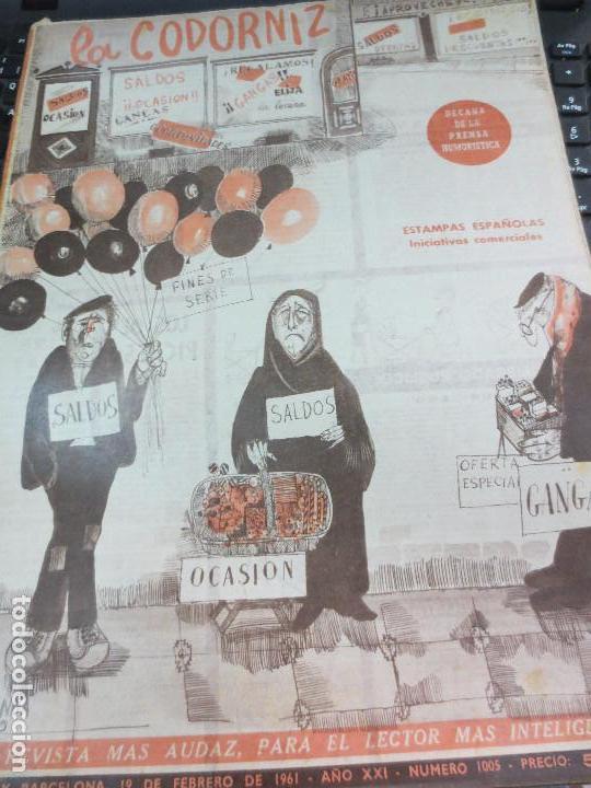 Coleccionismo de Revistas y Peri&oacute;dicos: REVISTA LA CODORNIZ N&ordm; 1005 23 DE FEBRERO  DE 1961 A&Ntilde;O XXI