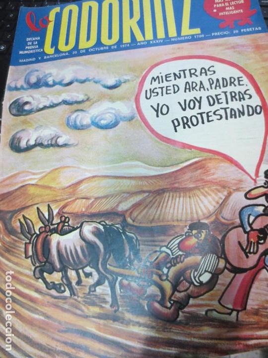 Coleccionismo de Revistas y Peri&oacute;dicos: REVISTA LA CODORNIZ N&ordm; 1700  A&Ntilde;O XXXIV 20 DE OCTUBRE 1974