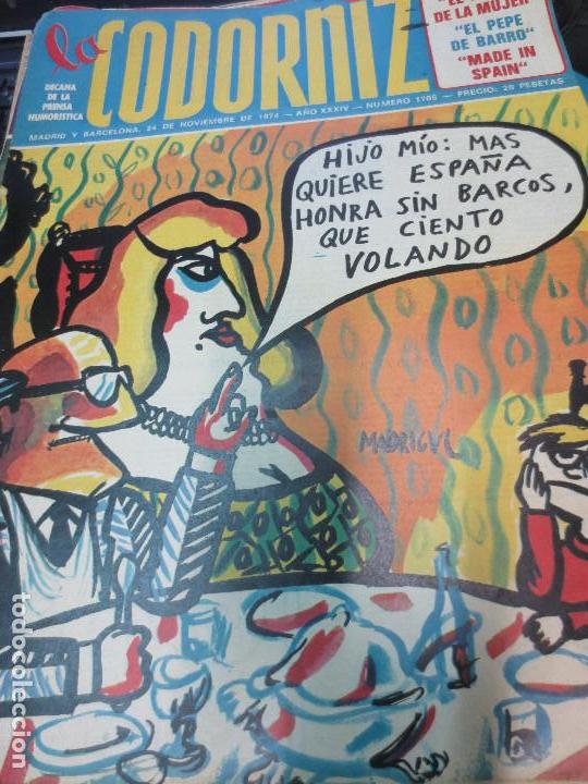 Coleccionismo de Revistas y Peri&oacute;dicos: REVISTA LA CODORNIZ N&ordm; 1705  A&Ntilde;O XXXIV 24 DE NOVIEMBRE 1974