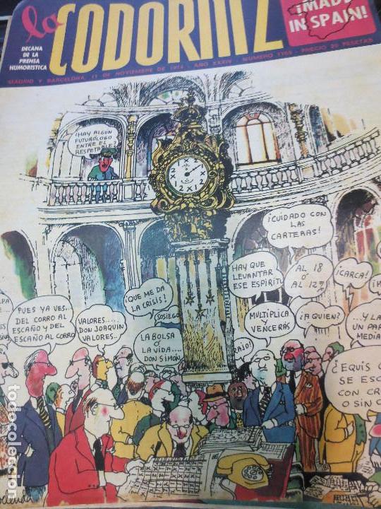 Coleccionismo de Revistas y Peri&oacute;dicos: REVISTA LA CODORNIZ N&ordm; 1703  A&Ntilde;O XXXIV 11 DE NOVIEMBRE 1974