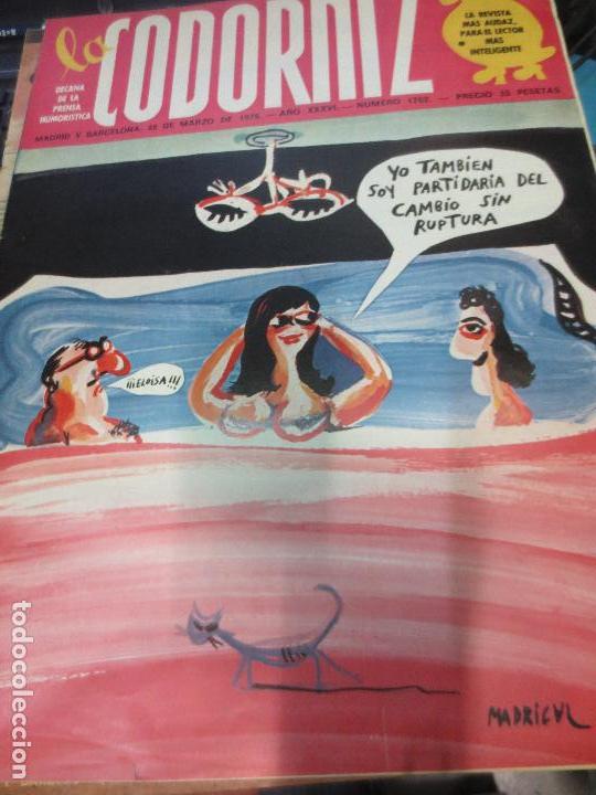 Coleccionismo de Revistas y Peri&oacute;dicos: REVISTA LA CODORNIZ N&ordm; 1762 A&Ntilde;O XXXIV 28 DE MARZO 1976