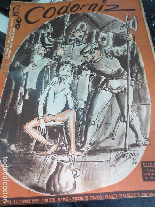Coleccionismo de Revistas y Peri&oacute;dicos: REVISTA LA CODORNIZ N&ordm; 933 4 DE OCTUBRE  DE 1959 A&Ntilde;O XIX