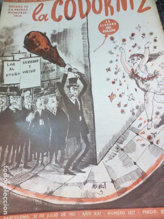 Coleccionismo de Revistas y Peri&oacute;dicos: REVISTA LA CODORNIZ N&ordm; 1027 23 DE JULIO  DE 1961 A&Ntilde;O XXI