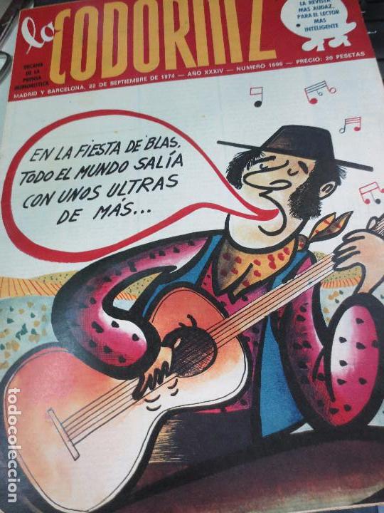 Coleccionismo de Revistas y Peri&oacute;dicos: REVISTA LA CODORNIZ N&ordm; 1696 22 DE SEPTIEMBRE  DE 1974 A&Ntilde;O XXXIV