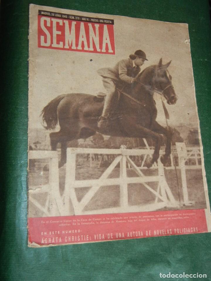 Coleccionismo de revistas y peri&oacute;dicos: REVISTA SEMANA N.279 1945 - I COPA GENERALISIMO ATH BILBAO, AGATHA CHRISTIE, FLEMMING,TUNEL MADRID