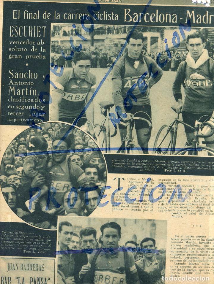 Coleccionismo de revistas y peri&oacute;dicos: CICLISMO 1939 CARRERA  BARCELONA-MADRID HOJA REVISTA