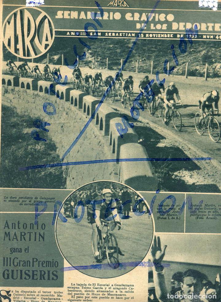 Coleccionismo de revistas y peri&oacute;dicos: CICLISMO 1939 ANTONIO MARTIN GANADOR HOJA REVISTA