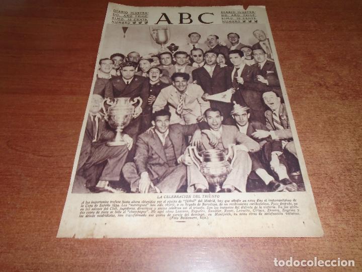 Coleccionismo de revistas y peri&oacute;dicos: RECORTE PRENSA 1934: PORTADA ABC COPA DE ESPA&Ntilde;A REAL MADRID.PUBLICIDAD SOLARES. YBARRA Y CIA. NORA