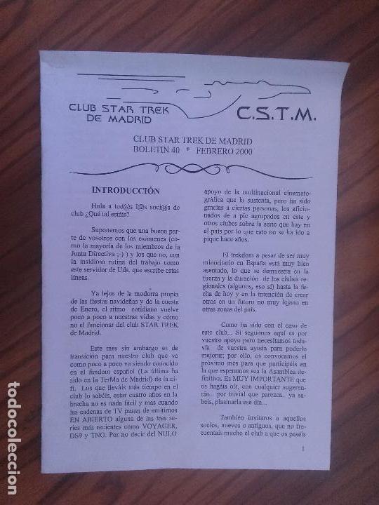 Coleccionismo de revistas y peri&oacute;dicos: CLUB STAR TREK DE MADRID. BOLET&Iacute;N 40. 12 P&Aacute;GINAS. BUEN ESTADO. FOTOCOPIADO. RARO