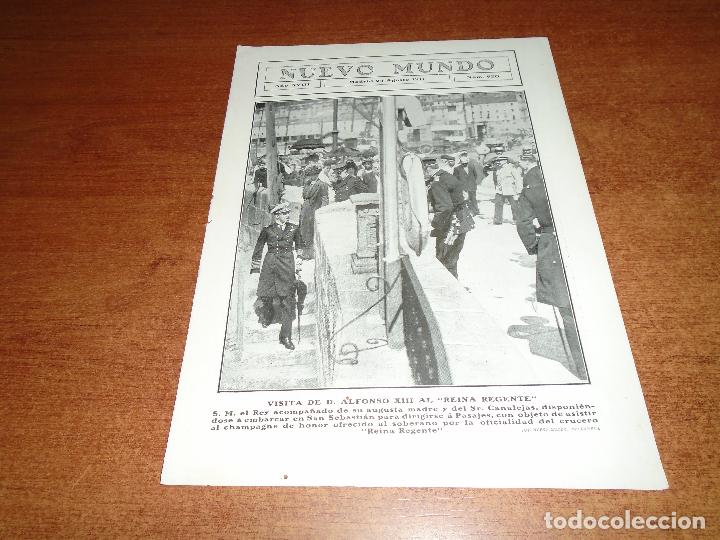 Coleccionismo de revistas y peri&oacute;dicos: HOJA DE REVISTA 1911: EL REY Y EL SR. CANALEJAS EN SAN SEBASTI&Aacute;N EMBARCA EN EL REINA REGENTE.