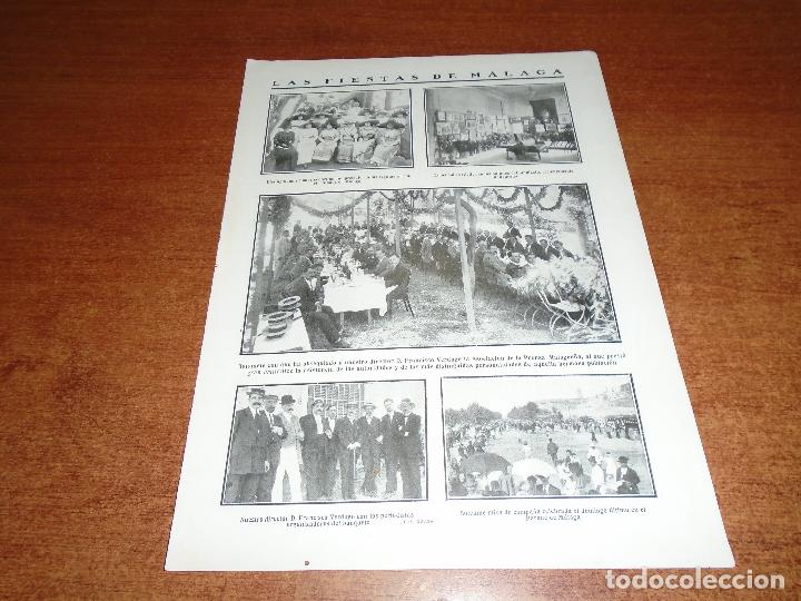 Collezionismo di Riviste e Giornali: HOJA REVISTA 1911: LAS FIESTAS DE M&Aacute;LAGA. SAN SEBASTI&Aacute;N PRUEBAS DE SALVAMENTO.